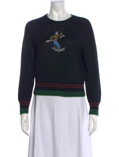 Pre-owned Bode Baby Alpaca Graphic Print Sweater In Black