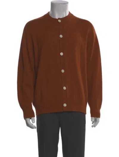 Pre-owned Bode Baby Alpaca Mock Neck Cardigan In Brown