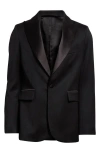 Bode Silk-satin Trimmed Wool Barathea Tuxedo Jacket In Black