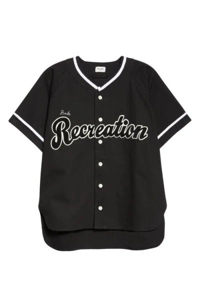 Bode Mens Baseball Velvet-patch Cotton-poplin Shirt Black Xl