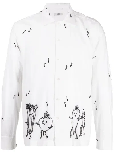 Bode Bead-embellished Illustration-print Shirt In White