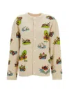 Bode Jacquard Pattern Wool Blend Cardigan In Neutral
