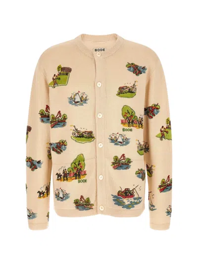 Bode Beaded Camp Embroidered Cardigan In Multi