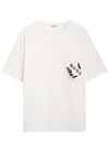 Bode Beaded Leaf Embellished Printed Cotton-jersey T-shirt In White