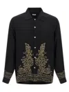 Bode Beaded Epoque Silk Button-up Shirt In Black