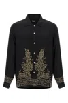 Bode Beaded Epoque Silk Button-up Shirt In Black