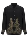 Bode Beaded Epoque Silk Button-up Shirt In Black