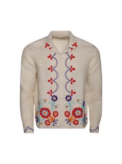 BODE BODE BEADED GARDEN PARTY SHIRT ECRU