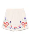 Bode Garden Party Straight-leg Bead-embellished Linen Shorts In Neutrals