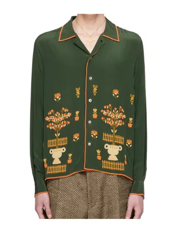 Bode Beaded Paddock Sampler Shirt In Green
