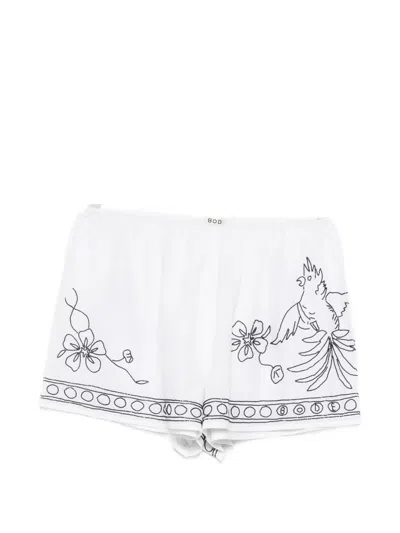 Bode Beaded Shorts In White