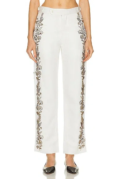Bode Off-white Beaded Wheat Flower Trousers In Cream