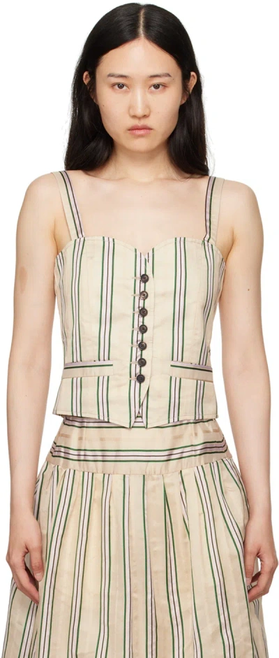 Bode Beige Antique Stripe Blouse In Multi Multi