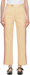 Bode Beige Beaded Stria Trousers In Red Cream
