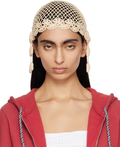 Bode Beige Blossom Crochet Beanie In Neutral