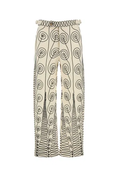 Bode Beige Embroidered Quillwork Pant In Multi