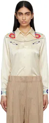 Bode Garden Party Bead-embellished Embroidered Silk-satin Shirt In Cream Multi Crmlt