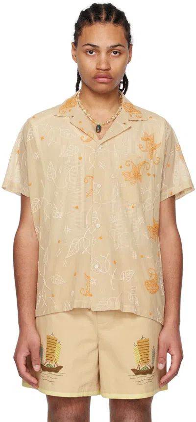 Bode Beige Lilium Shirt In Ormlt Orange Multi