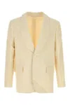 Bode Beige Shawl Lapel Blazer In Beige