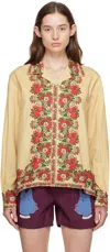 Bode Beige Winter Bouquet Shirt In Ecru Multi