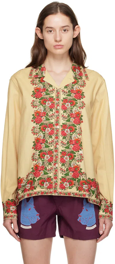 Bode Beige Winter Bouquet Shirt In Ecru Multi
