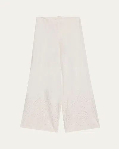 Bode Belvoir Broderie Anglaise Lace Pants In White