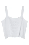 Bode Belvoir Eyelet Linen Tank In White