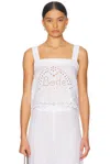 Bode Belvoir Broderie Anglaise Linen Tank In White