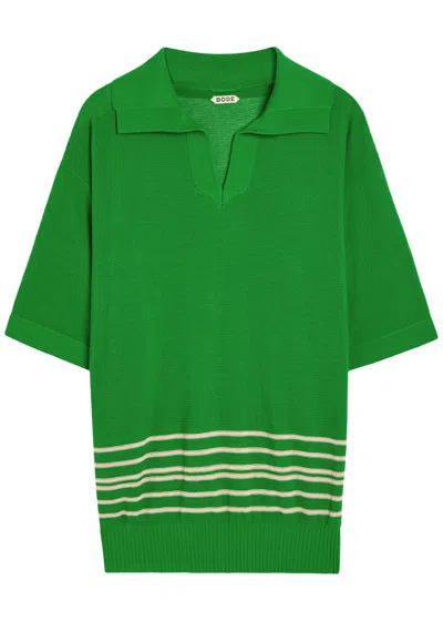 Bode Bentgrass Logo-embroidered Cotton-knit Polo Shirt In Green