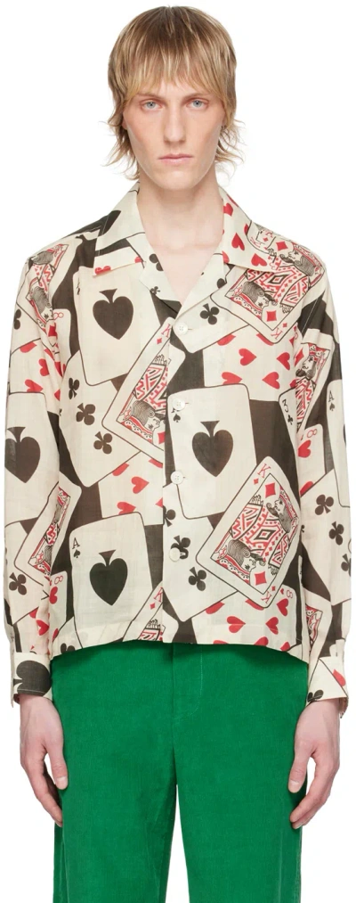 Bode Black & Beige Ace Of Spades Shirt In Bkmlt