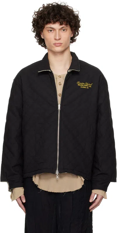 BODE BLACK & BEIGE BLOOMSTEIN QUILTED REVERSIBLE JACKET