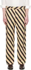 Bode Black & Beige Domino Stripe Trousers In Ecblk