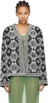 Bode Black Beaded Baroque Jacket In Whblk White Black