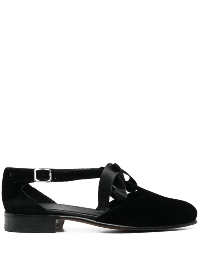 Bode Black Velvet Theater Ballerina Flats In Black Black