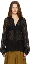 Bode Black Blooming Threadwork Shirt In Black Black