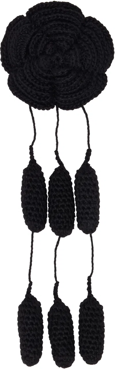 Bode Black Blossom Brooch In Black Black