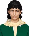 Bode Blossom Tasseled Crocheted Cotton Cap In Black Black