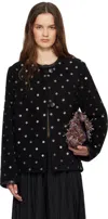 Bode Black Clover Charm Suede Jacket In Black Black