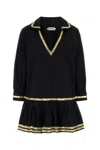 Bode Embellished Cotton-poplin Mini Dress In Black