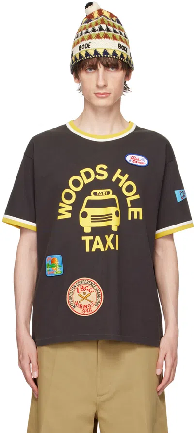 Bode Discount Taxi Cotton T-shirt In Black Multi