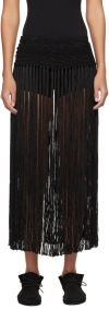 Bode Black Fringe Midi Skirt In Black