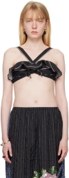 Bode Black Full Tide Stripe Bra In Bkmlt Black Multi