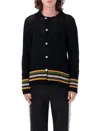 Bode Black Harbor Stripe Cardigan In Black