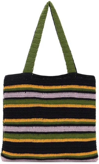 Bode Black Harbor Stripe Tote In Bkmlt