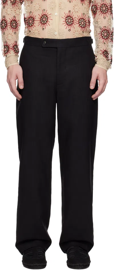 Bode Black Linen Suiting Trousers