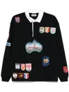Bode Mens Black Multi-patch Rugby Long-sleeves Regular-fit Cotton-knit Shirt In Schwarz