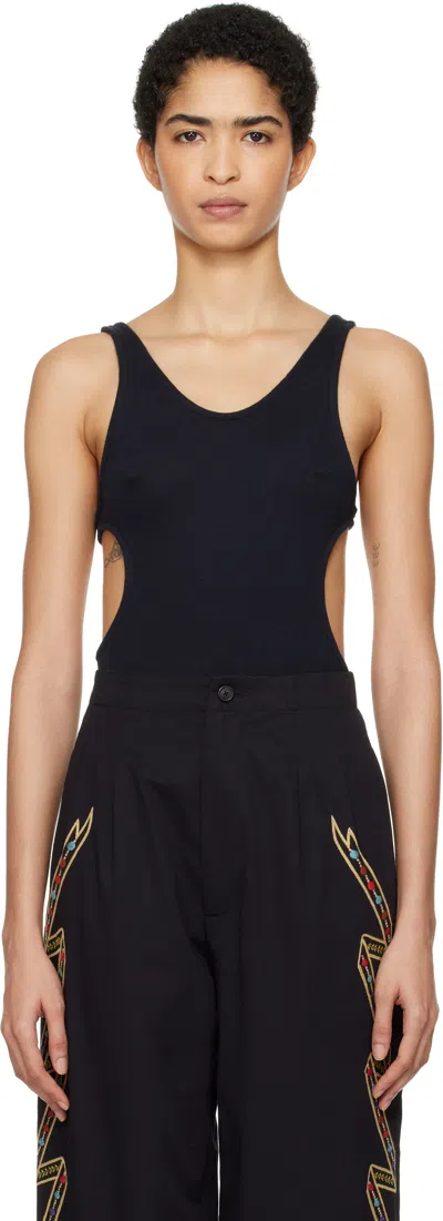 Bode Black Palmer Bodysuit In Black Black