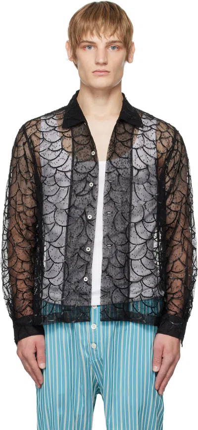Bode Black Pewter Shoal Long Sleeve Shirt