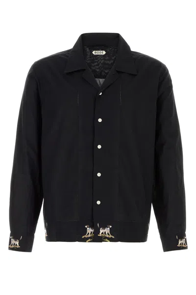 Bode Embroidered-motif Shirt In Black