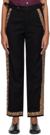 Bode Black Regal Scallop Trousers In Black Multi